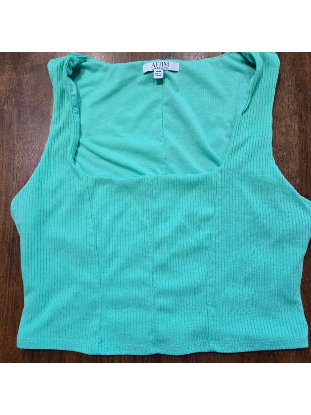 AFRM Lea Ribbed Square Neck Crop Top Womens Sz M (26-0198)